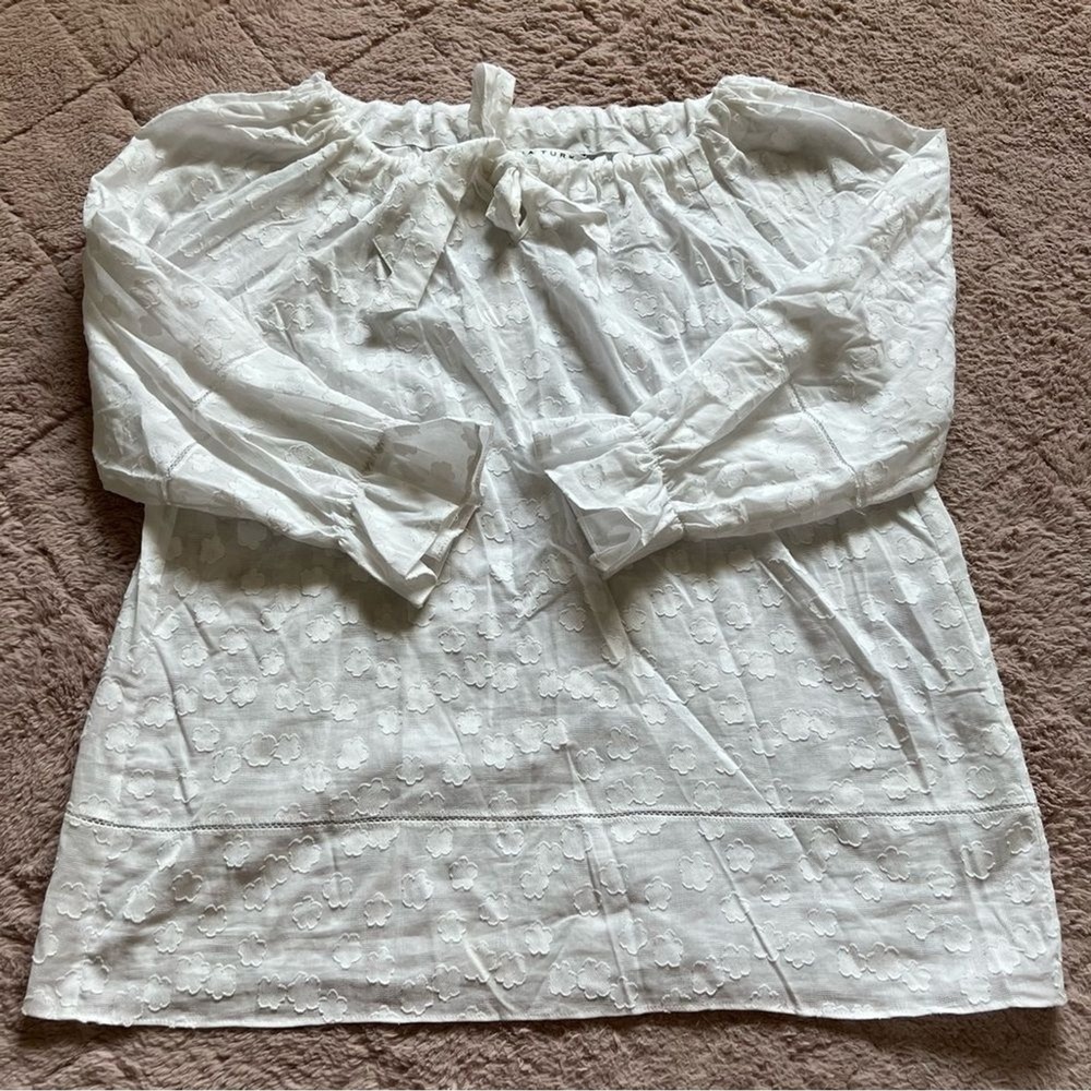 NWOT Trina Turk Embroidered Lace Blouse Preppy Minimalist Old Money Luxury Sz M